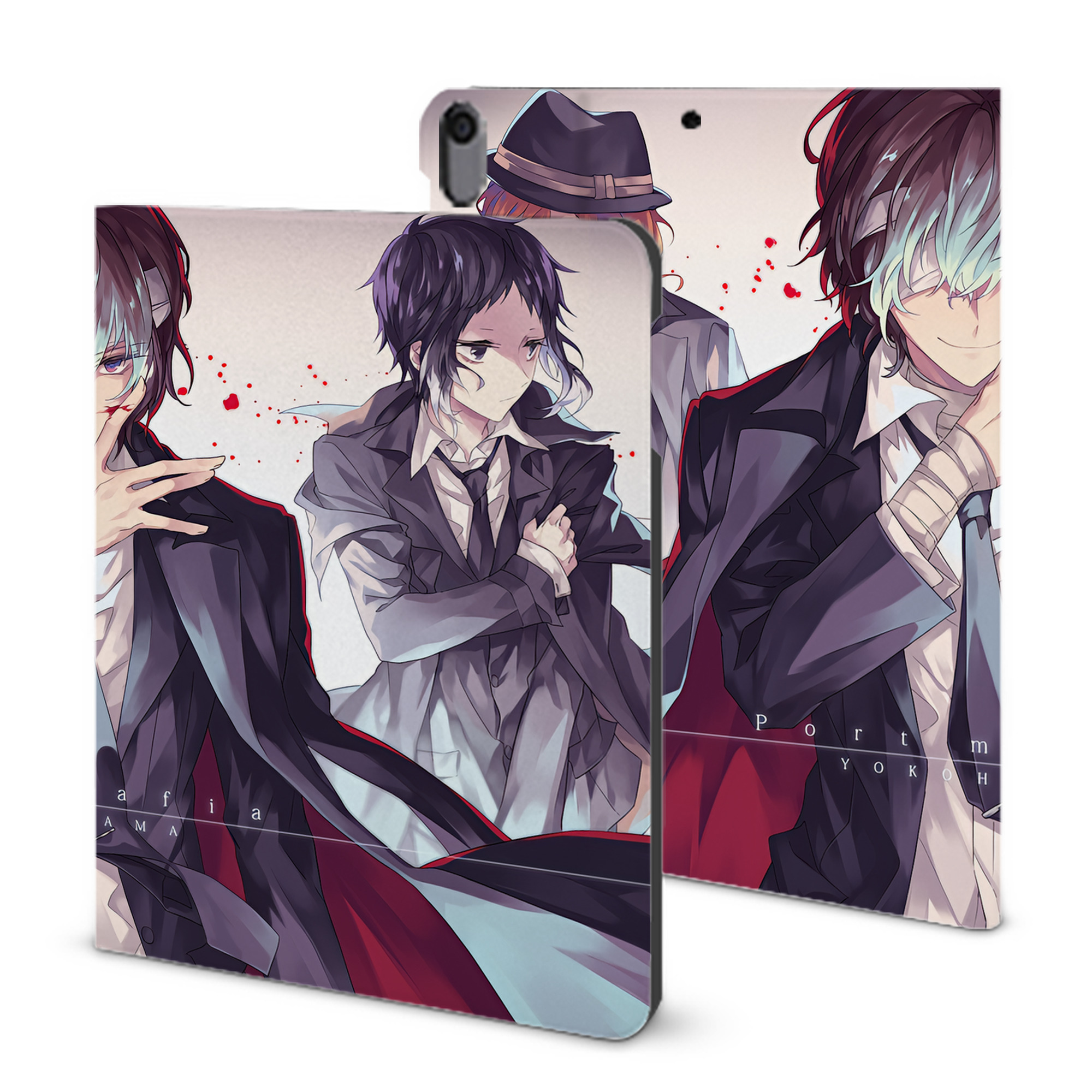 （画像用） 文豪ストレイドッグス Bungo Stray Dogs IPad ケース ブック型 PUレザー TPU 耐衝撃 軽量 薄型 ペン収納なし 全面保護 IPad 各モデル対応